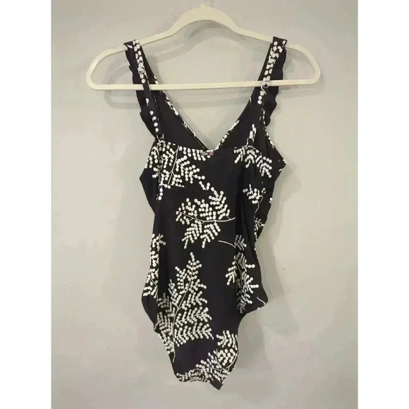 Tommy Hilfiger Women's One Piece Swimsuit V-Neck Ruffle‎ Trim Size M - Picture 4 of 9